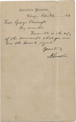  Autograph Letter Signed by Abraham Lincoln to George Bancroft