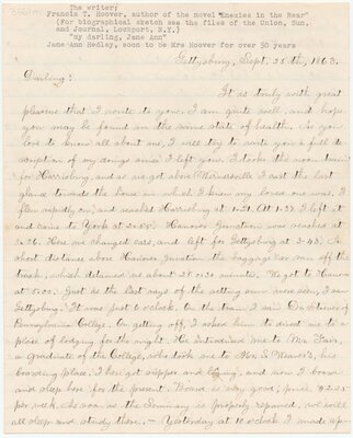 Letter to Jane Ann Hedley